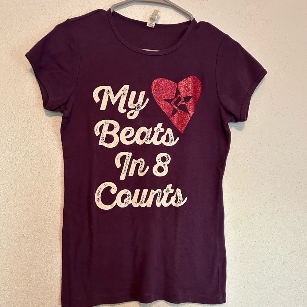 Rebel Spirit My Heart Beats In 8 Counts Blue Apparel Purple and Pink Small Shirt